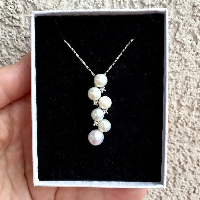 Pearl Wedding Jewelry - Freshwater Pearl and Sterling Silver Bridal Necklace