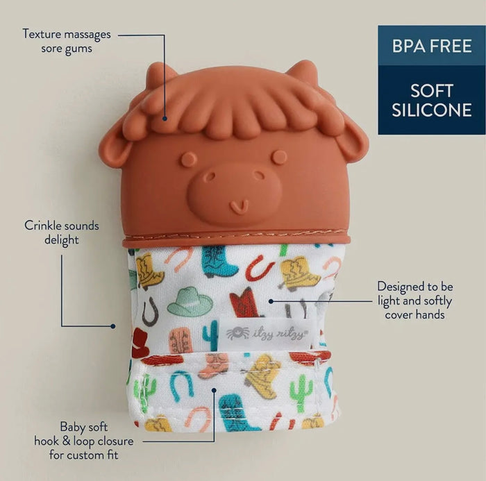 Itzy Mitt Silicone Teething Mitt- Highland Cows