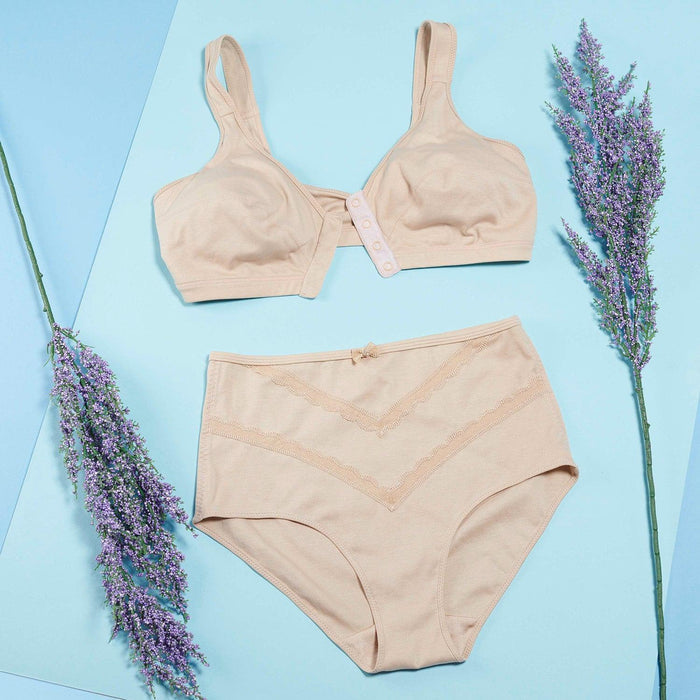 Ivory Full Cup Front Closure Silk and Organic Cotton Wireless Bra, view 2 – Juliemay Lingerie