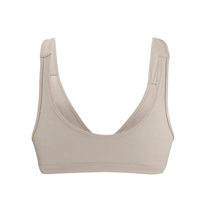 Ivory Full Cup Front Closure Silk and Organic Cotton Wireless Bra, view 3 – Juliemay Lingerie