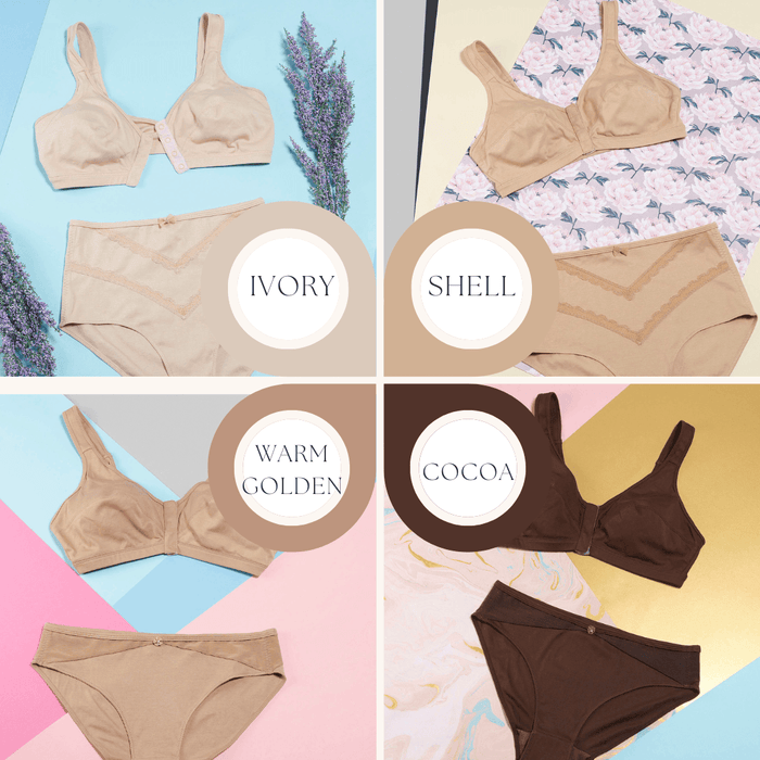 Ivory Full Cup Front Closure Silk and Organic Cotton Wireless Bra, fabric and comfort features – Juliemay Lingerie