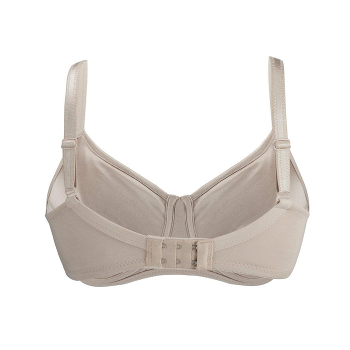 Ivory Supportive Non Wired Silk and Organic Cotton Full Cup Bra with removable paddings, view 2 – Juliemay Lingerie