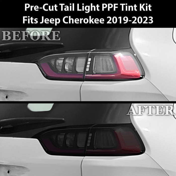 Full Headlight Taillight Precut Smoked PPF Tint Kit Film Overlay Fits Jeep Cherokee 2019 - 2023 - Bogar Tech Designs