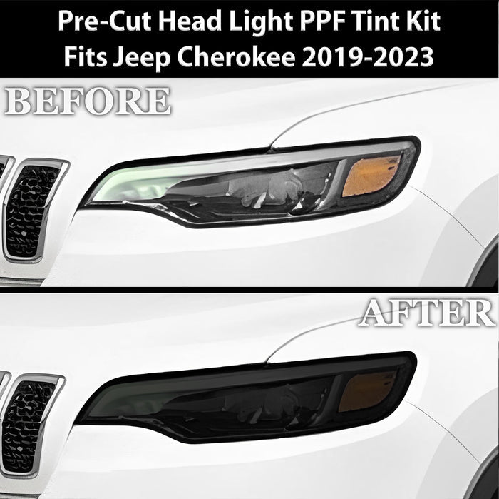 Full Headlight Taillight Precut Smoked PPF Tint Kit Film Overlay Fits Jeep Cherokee 2019 - 2023 - Bogar Tech Designs