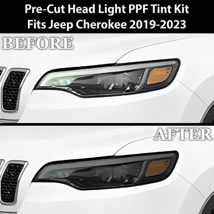 Full Headlight Taillight Precut Smoked PPF Tint Kit Film Overlay Fits Jeep Cherokee 2019 - 2023 - Bogar Tech Designs
