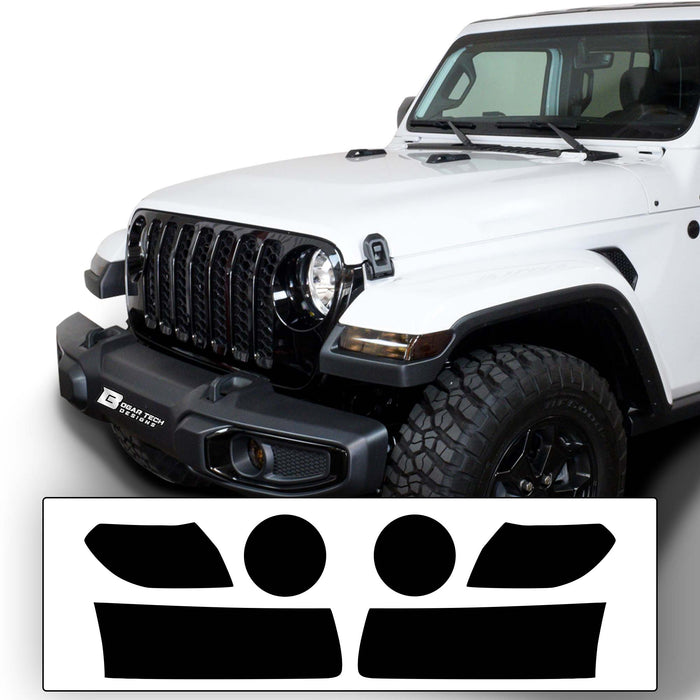 Amber Delete Taillight Precut Smoked PPF Tint Kit Film Overlay Fits Jeep Gladiator 2020 2021 2022 2023 2024 - Bogar Tech Designs
