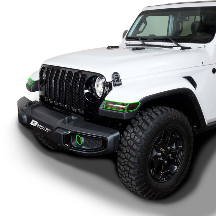 Amber Delete Taillight Precut Smoked PPF Tint Kit Film Overlay Fits Jeep Gladiator 2020 2021 2022 2023 2024 - Bogar Tech Designs
