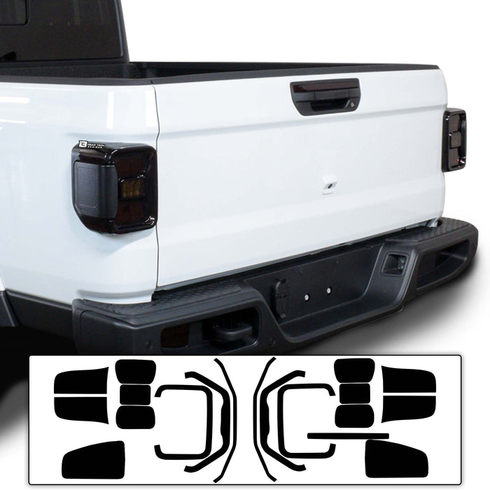 Amber Delete Taillight Precut Smoked PPF Tint Kit Film Overlay Fits Jeep Gladiator 2020 2021 2022 2023 2024 - Bogar Tech Designs