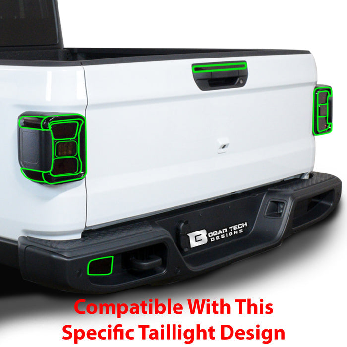 Amber Delete Taillight Precut Smoked PPF Tint Kit Film Overlay Fits Jeep Gladiator 2020 2021 2022 2023 2024 - Bogar Tech Designs
