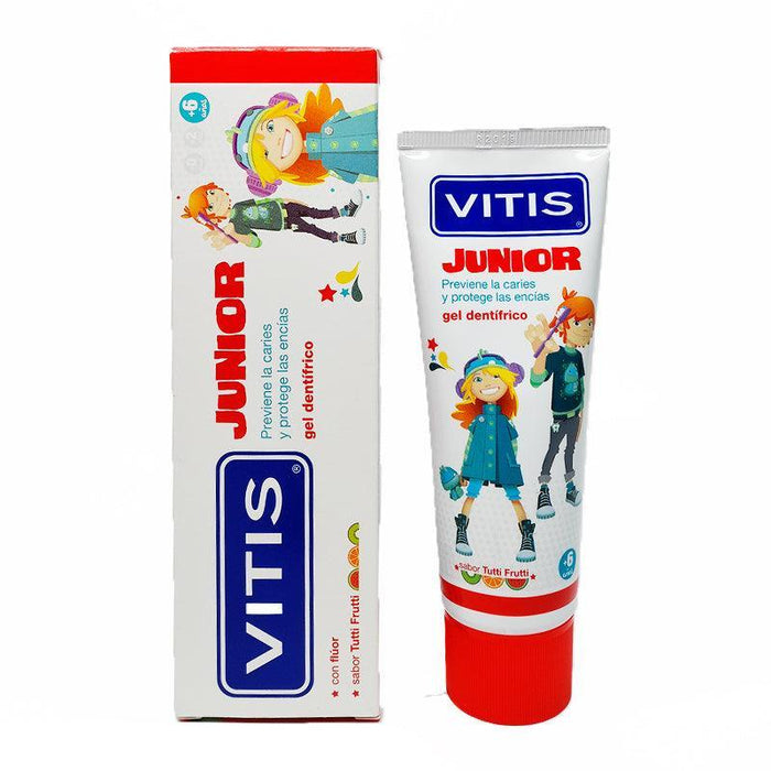 Vitis Junior Dental Gel Toothpaste Tutti - Frutti - 75ml - Waha Lifestyle