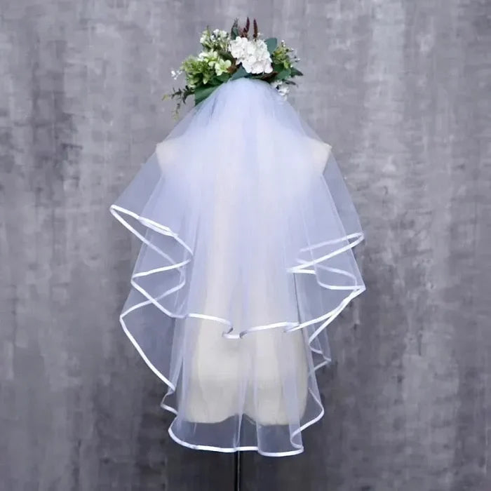 Wedding Veils - Satin Edge Fingertip Length Bridal Veil