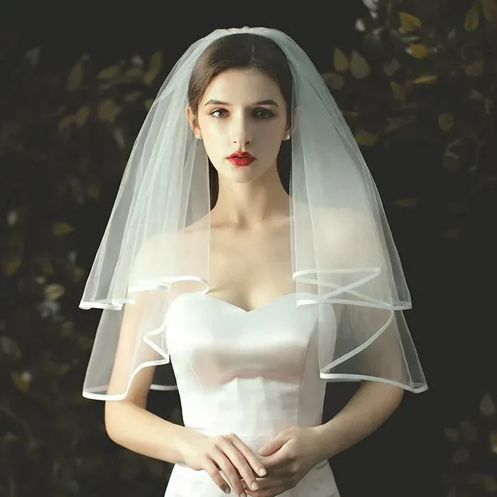 Wedding Veils - Satin Edge Fingertip Length Bridal Veil