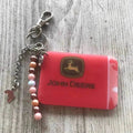 Keyring Pink John Deere Tractor 65mm x 45mm