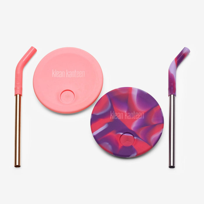Klean Kanteen Pink Tie Dye Kid's Cup Straw Lid 2-Pack