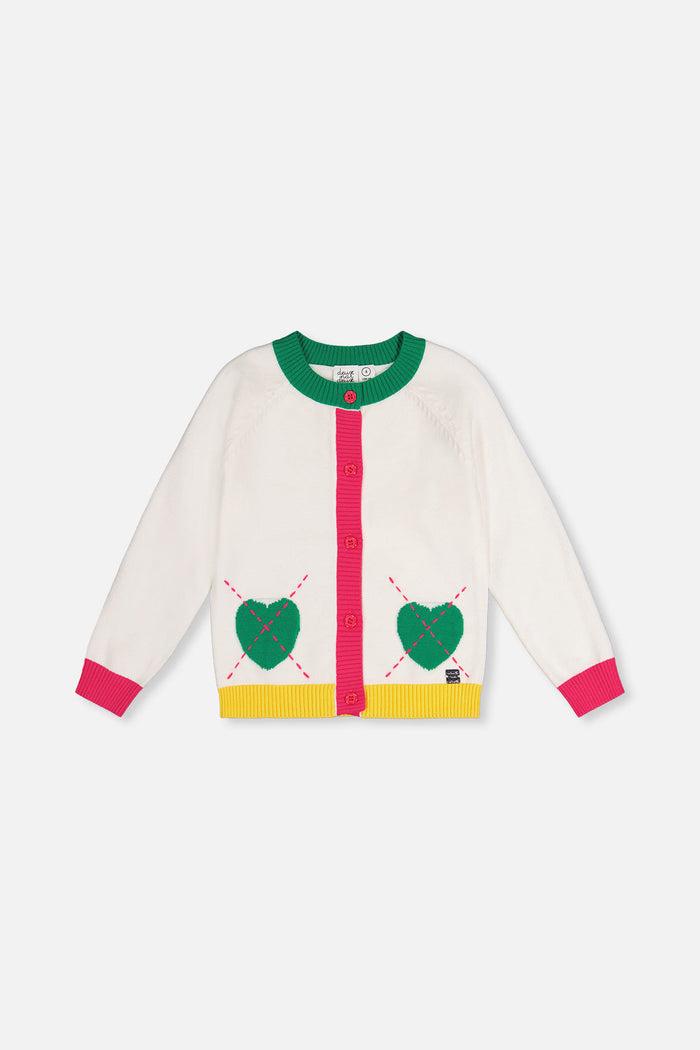 Knitted Cardigan Off-White, Green And Pink-0