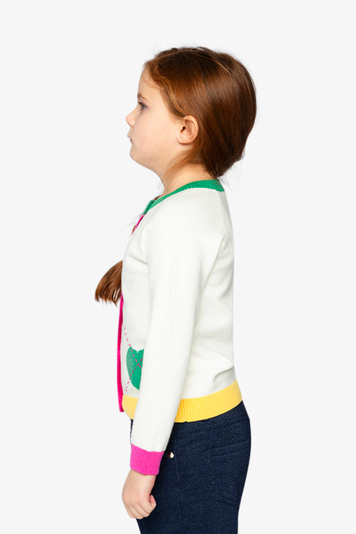 Knitted Cardigan Off-White, Green And Pink-2