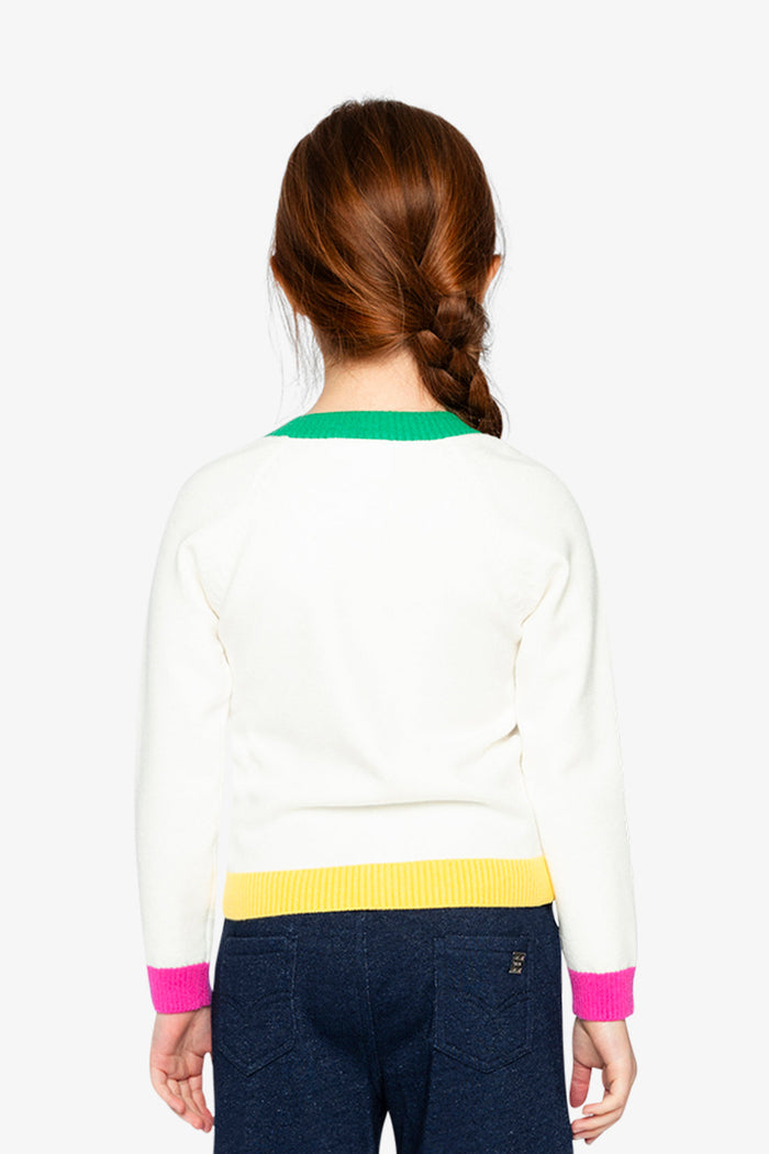 Knitted Cardigan Off-White, Green And Pink-3