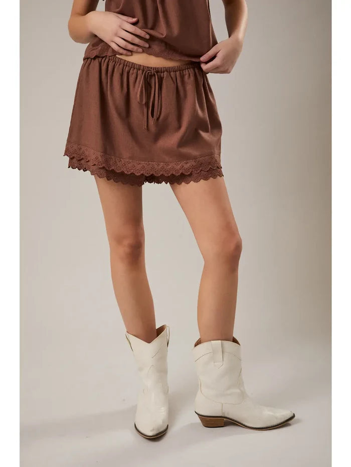 Lace Trim Detail Skort
