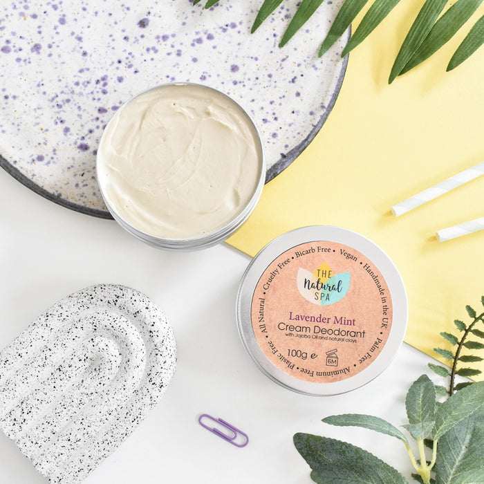 lavender mint cream deodorant, plastic-free, vegan, hydrating and moisturising, self-care