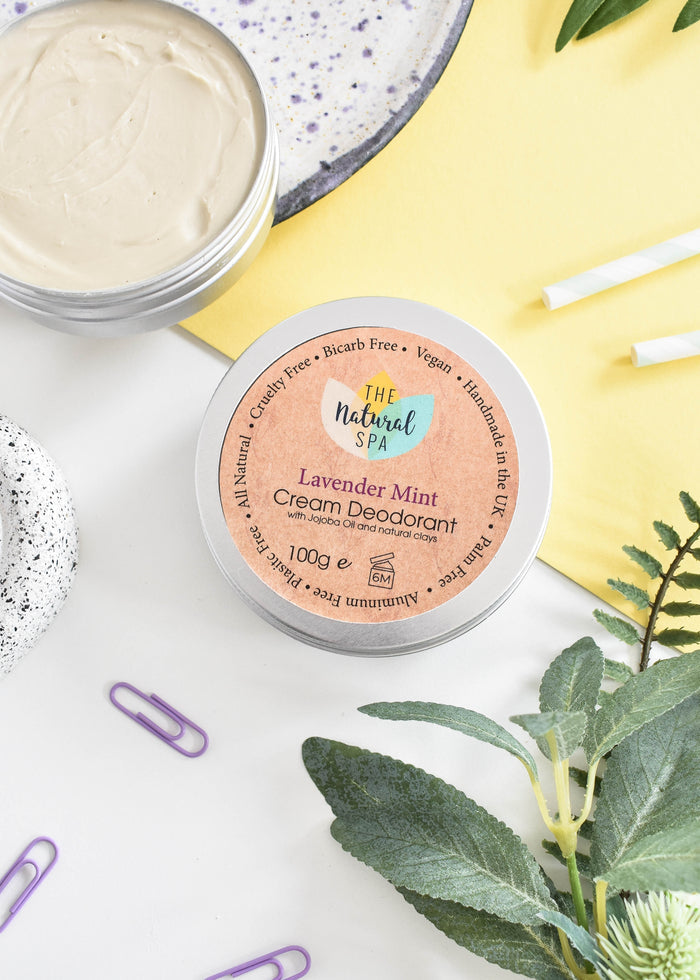 lavender mint cream deodorant, plastic-free, vegan, hydrating and moisturising, self-care