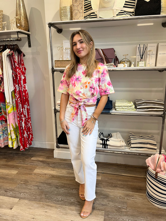 Le Superb Tie Up Tee in Frida Floral