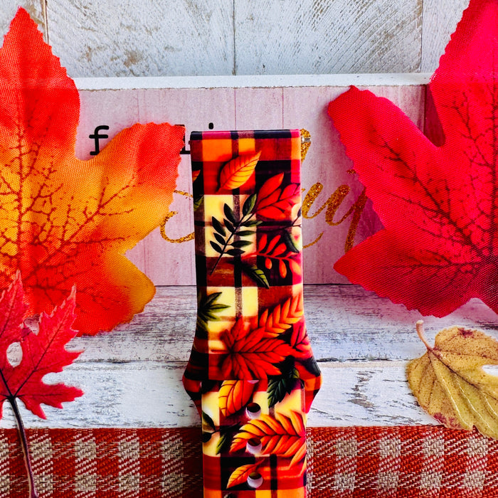 Leaf It to Plaid Print Silicone Band For Samsung Watch