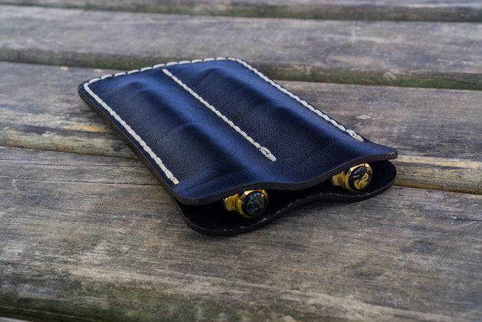 Leather Double Fountain Pen Case / Pen Sleeve - Black
