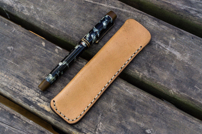 Leather Single Fountain Pen Case / Pen Pouch - Undyed Leather