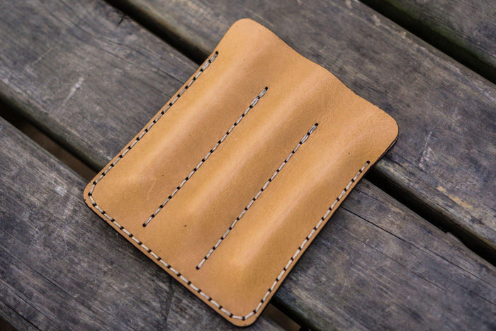 Leather Triple Fountain Pen Case / Pen Pouch - Natural