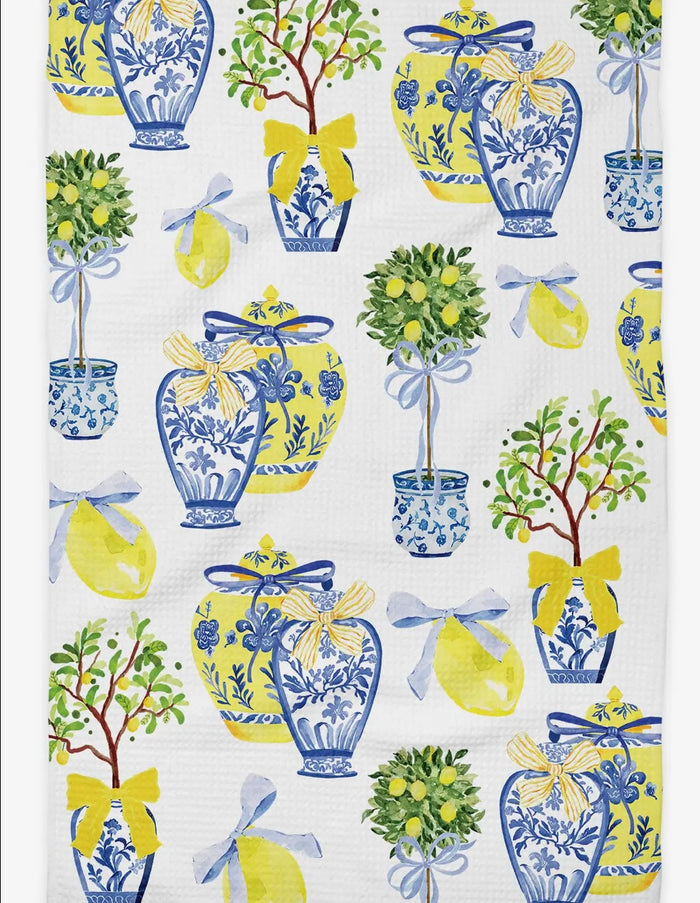 Lemon Chinoiserie Citrus Summer Fruit Kitchen Towel
