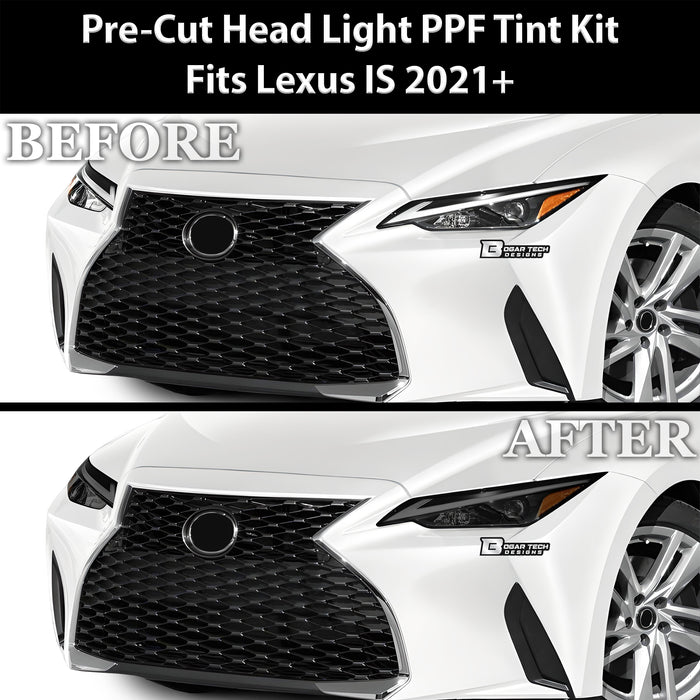 Full Headlight Taillight Precut Smoked PPF Tint Kit Film Overlay Fits Lexus IS 2021 2022 2023 - Bogar Tech Designs