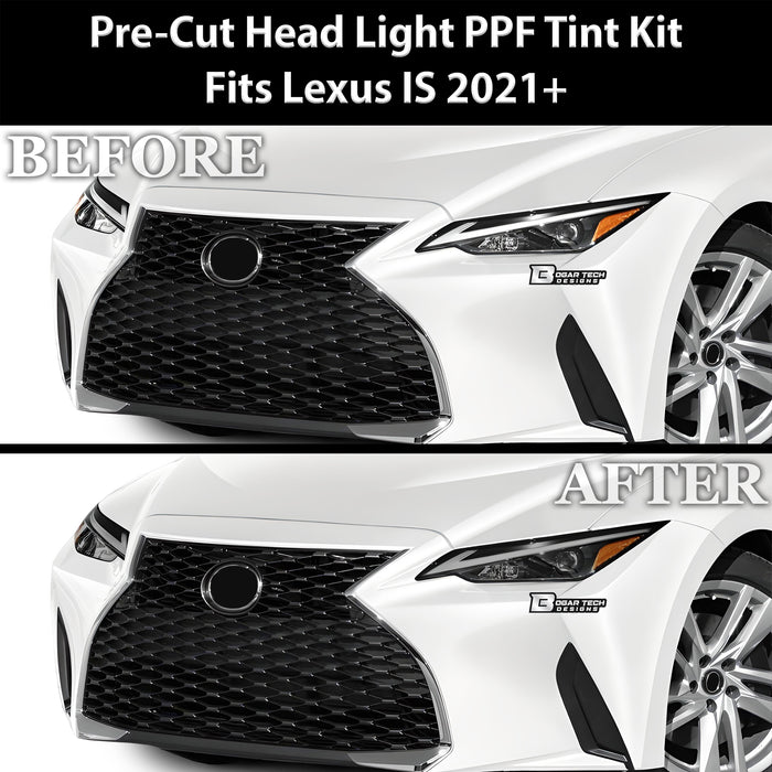 Full Headlight Taillight Precut Smoked PPF Tint Kit Film Overlay Fits Lexus IS 2021 2022 2023 - Bogar Tech Designs
