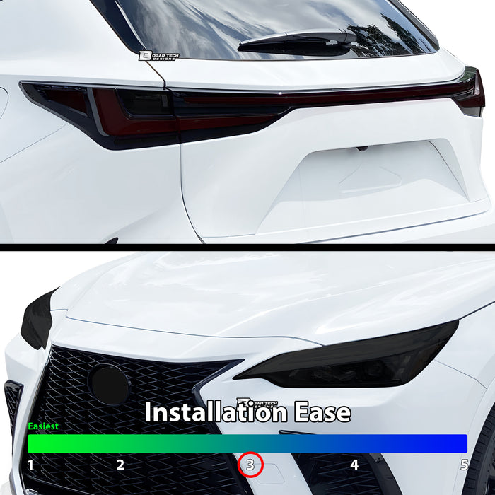 Full Headlight Taillight Precut Smoked PPF Tint Kit Film Overlay Fits Lexus NX 2022 - 2025 - Bogar Tech Designs