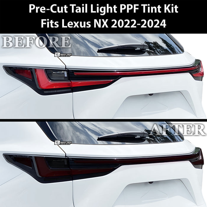 Full Headlight Taillight Precut Smoked PPF Tint Kit Film Overlay Fits Lexus NX 2022 - 2025 - Bogar Tech Designs