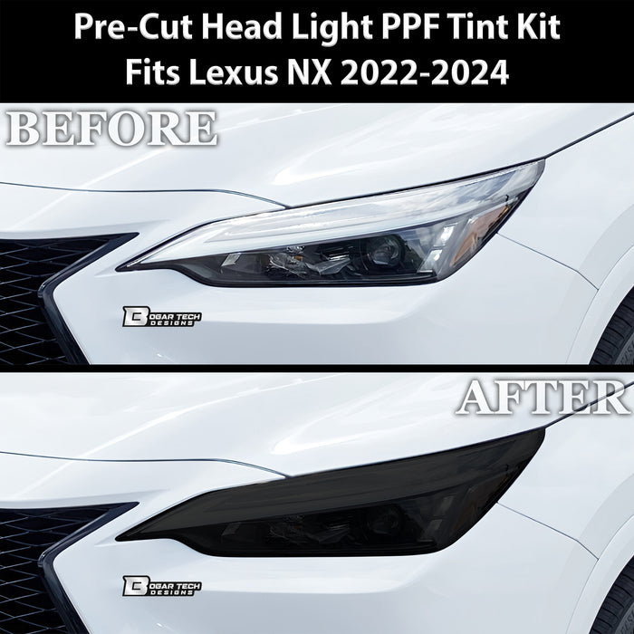 Full Headlight Taillight Precut Smoked PPF Tint Kit Film Overlay Fits Lexus NX 2022 - 2025 - Bogar Tech Designs