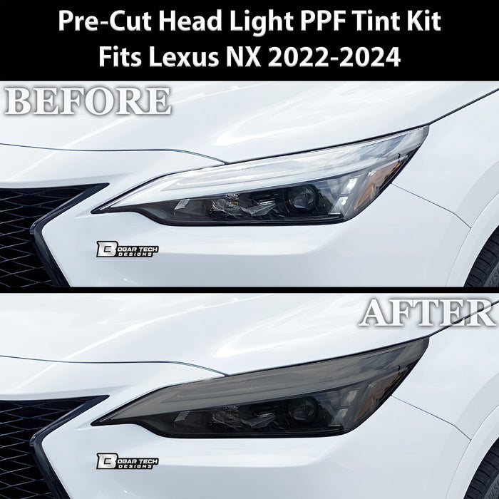 Full Headlight Taillight Precut Smoked PPF Tint Kit Film Overlay Fits Lexus NX 2022 - 2025 - Bogar Tech Designs