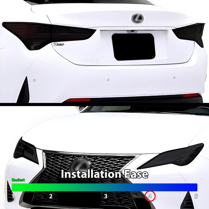 Full Headlight Taillight Precut Smoked PPF Tint Kit Film Overlay Fits Lexus RC 2019 - 2023 - Bogar Tech Designs
