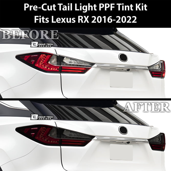 Full Headlight Taillight Precut Smoked PPF Tint Kit Film Overlay Fits Lexus RX 2016 - 2022 - Bogar Tech Designs