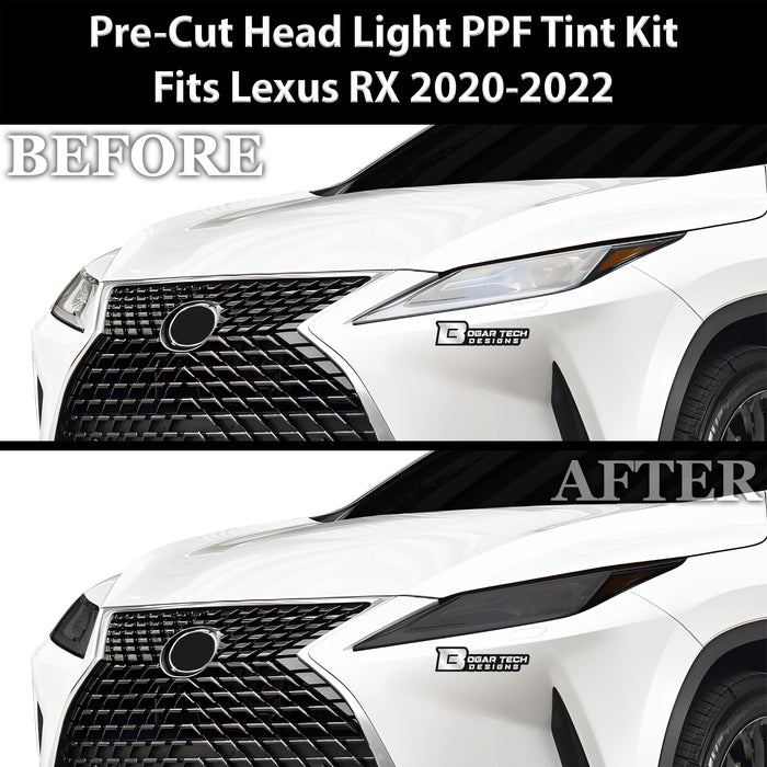 Full Headlight Taillight Precut Smoked PPF Tint Kit Film Overlay Fits Lexus RX 2016 - 2022 - Bogar Tech Designs