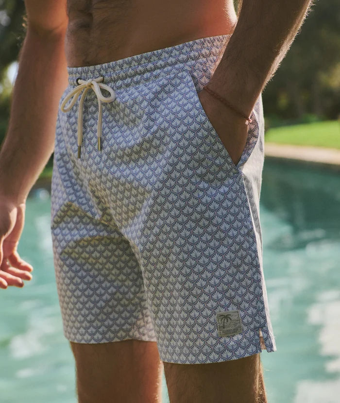Lined Sport & Swim Short 6" Light Blue Agave Print