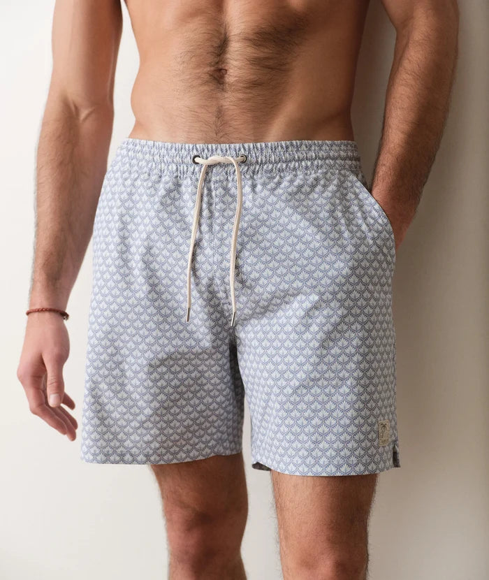 Lined Sport & Swim Short 6" Light Blue Agave Print