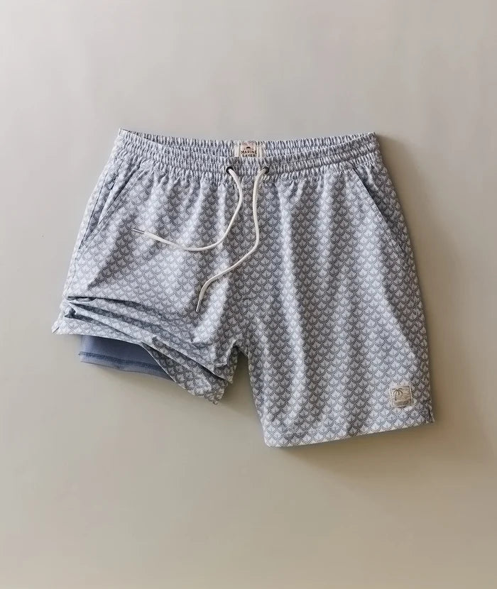 Lined Sport & Swim Short 6" Light Blue Agave Print