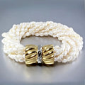 Wedding Jewelry - Multi-Strand Freshwater Pearl Bridal Bracelet in Gold