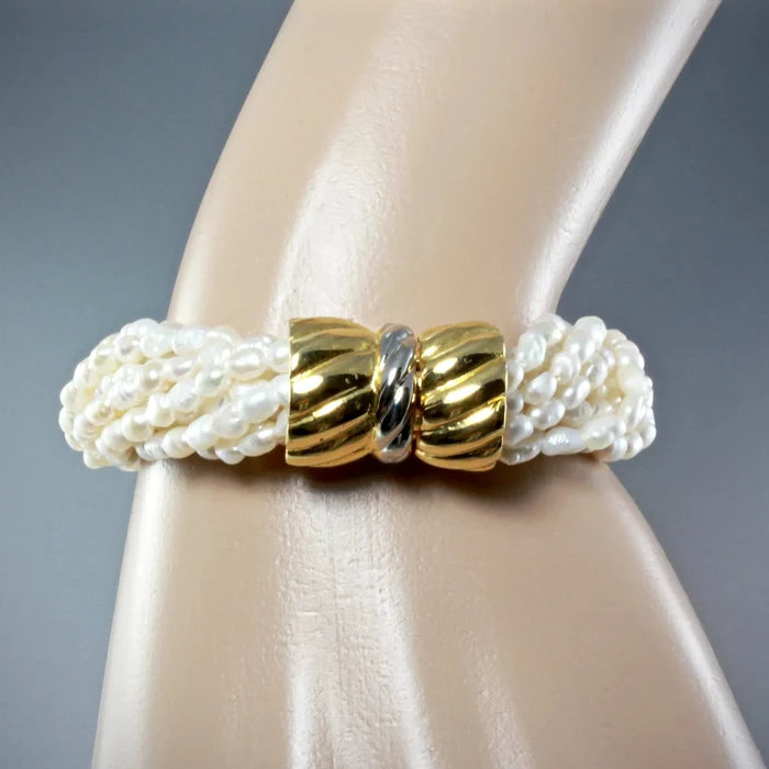 "London" - Multi-Strand Freshwater Pearl Bridal Bracelet