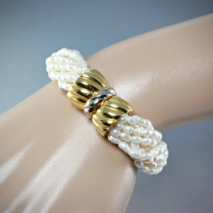 "London" - Multi-Strand Freshwater Pearl Bridal Bracelet
