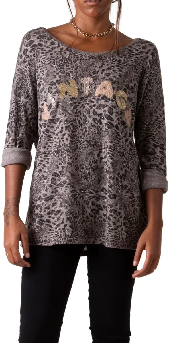 Long Sleeve Glittered Blouse