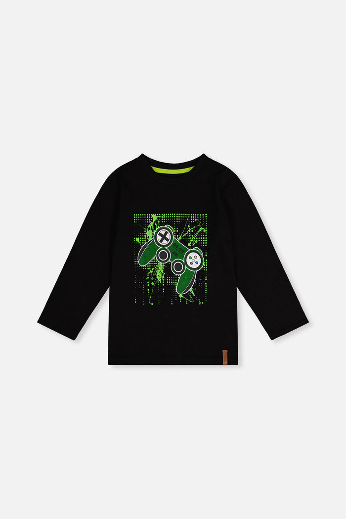 Long Sleeve T-Shirt Black And Green-0
