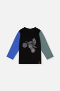 Long Sleeve T-Shirt Black, Blue And Green-0