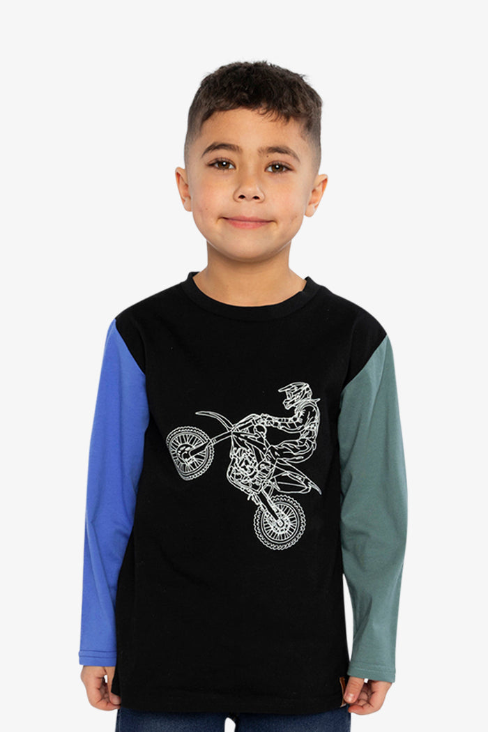 Long Sleeve T-Shirt Black, Blue And Green-1