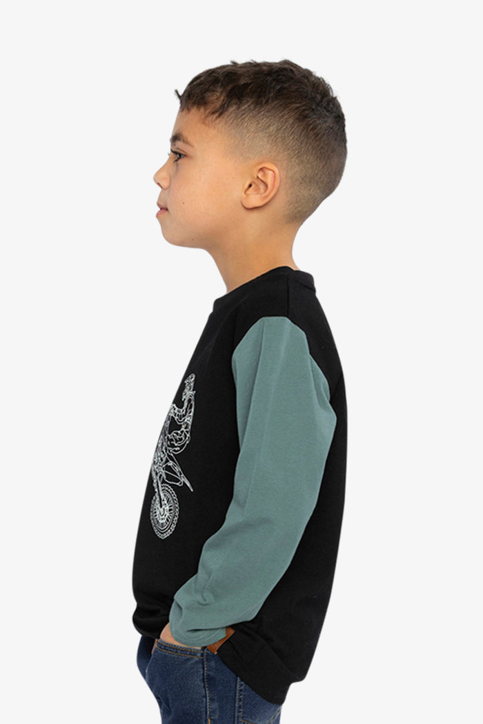 Long Sleeve T-Shirt Black, Blue And Green-2
